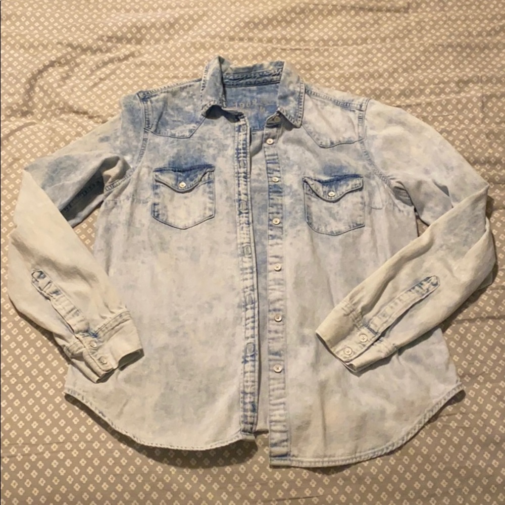 White wash jean button up
